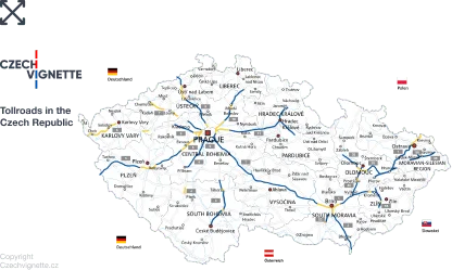 Szczegółowa mapa dróg płatnych w Republice Czeskiej